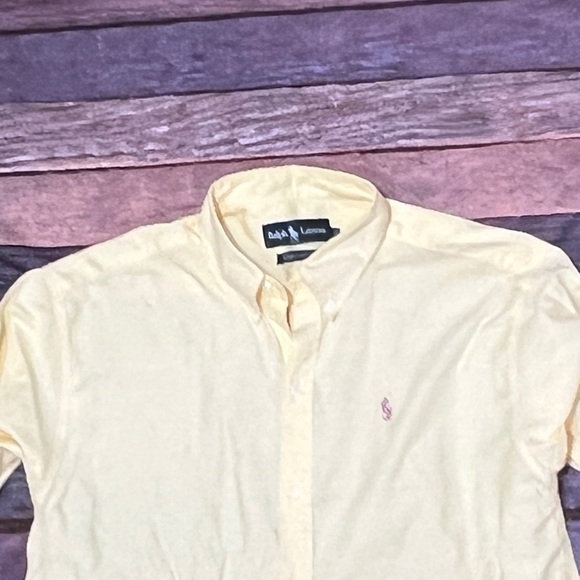 Polo Ralph Lauren Shirt Yellow Mens Vintage Casual Cotton Button Down - Picture 4 of 5